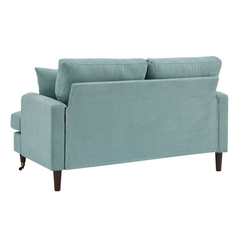 Brigette 2-Seater Mint Soft Brushed Sofa with Antique Brass Castor Legs - Image 7