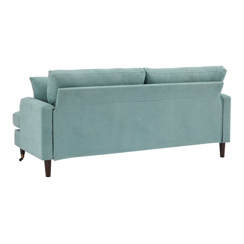 Brigette 3-Seater Mint Soft Brushed Sofa with Antique Brass Castor Legs - Image 7