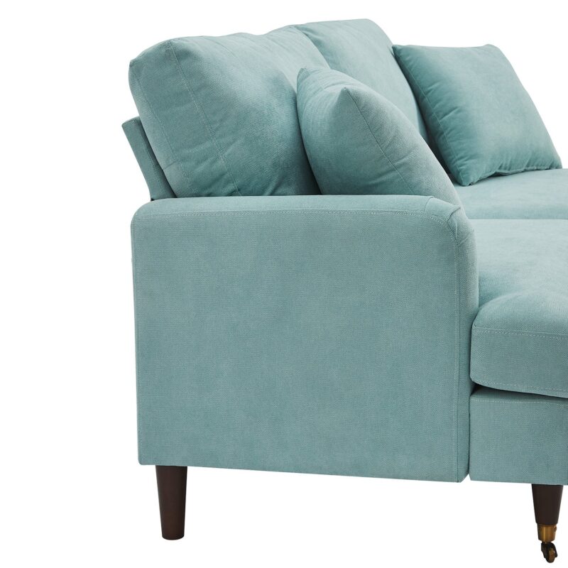 Brigette 3-Seater Mint Soft Brushed Sofa with Antique Brass Castor Legs - Image 8