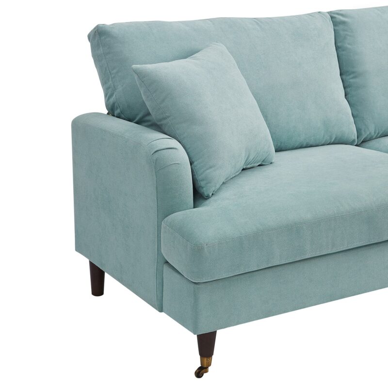 Brigette 3-Seater Mint Soft Brushed Sofa with Antique Brass Castor Legs - Image 9