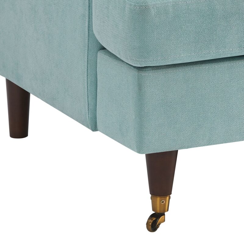 Brigette 3-Seater Mint Soft Brushed Sofa with Antique Brass Castor Legs - Image 10