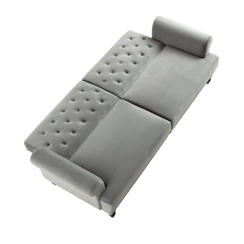 Hanney 3-Seater Chesterfield Sofabed in Grey Velvet - Image 8
