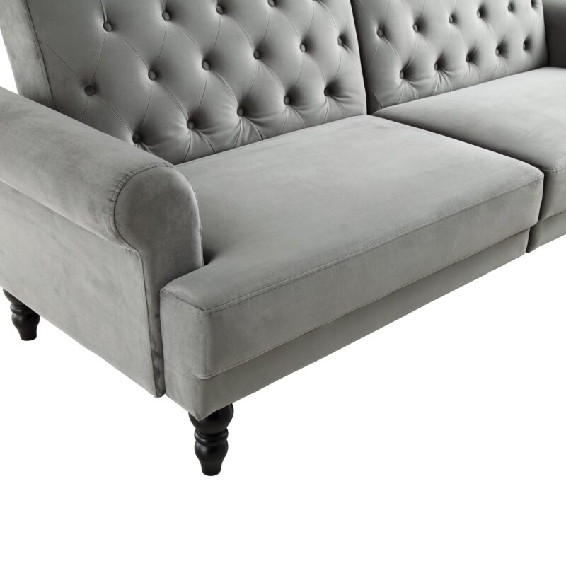 Hanney 3-Seater Chesterfield Sofabed in Grey Velvet - Image 14