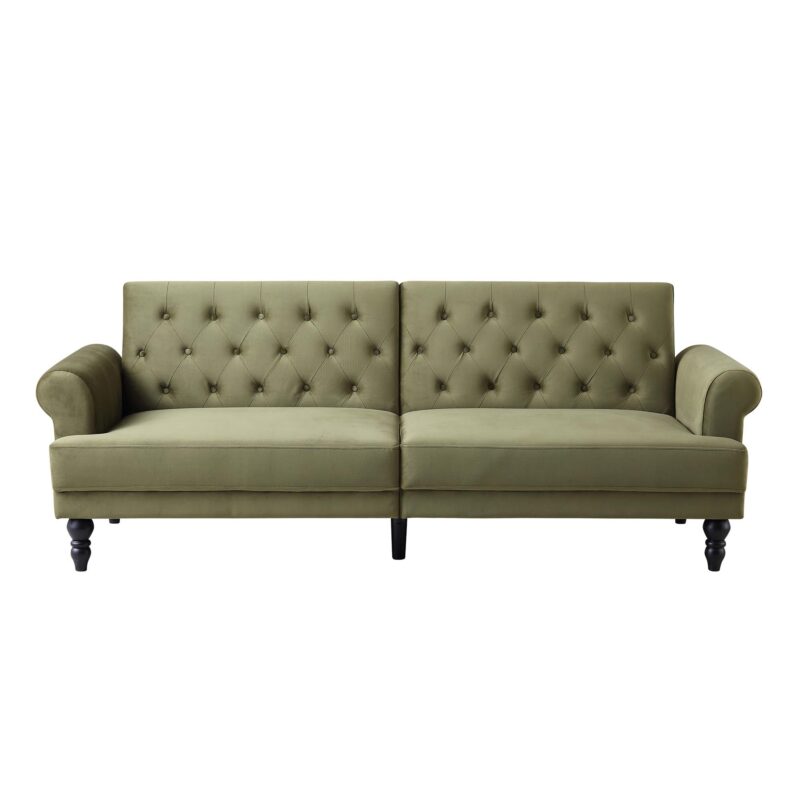 Hanney 3-Seater Chesterfield Sofabed in Moss Green Velvet - Image 4