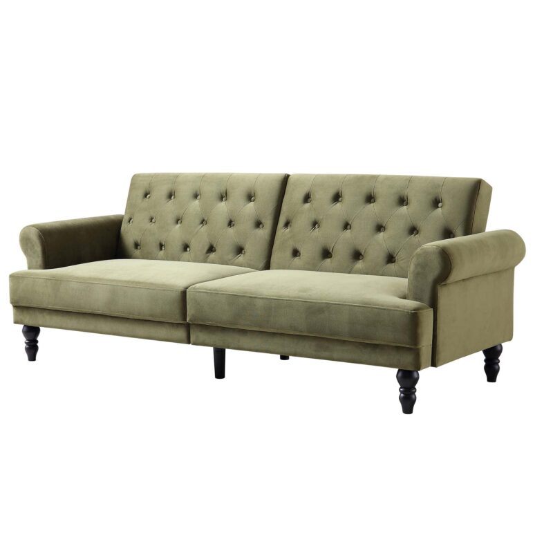 Hanney 3-Seater Chesterfield Sofabed in Moss Green Velvet - Image 5