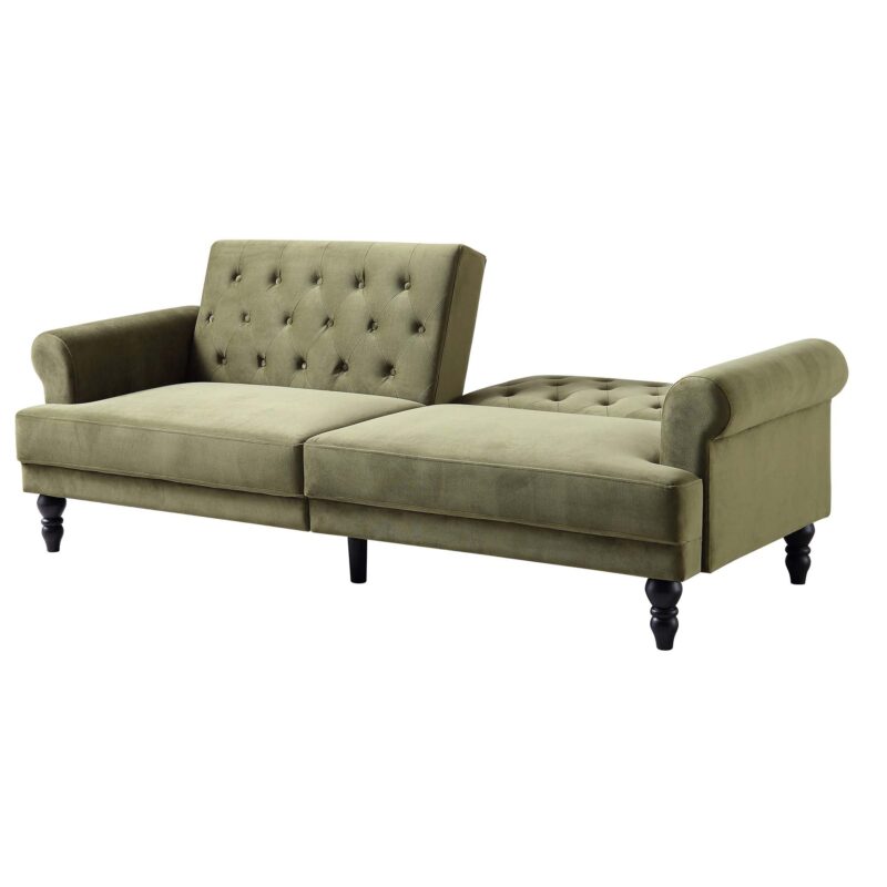 Hanney 3-Seater Chesterfield Sofabed in Moss Green Velvet - Image 7