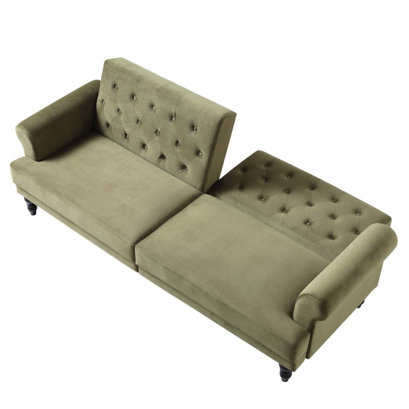 Hanney 3-Seater Chesterfield Sofabed in Moss Green Velvet - Image 8