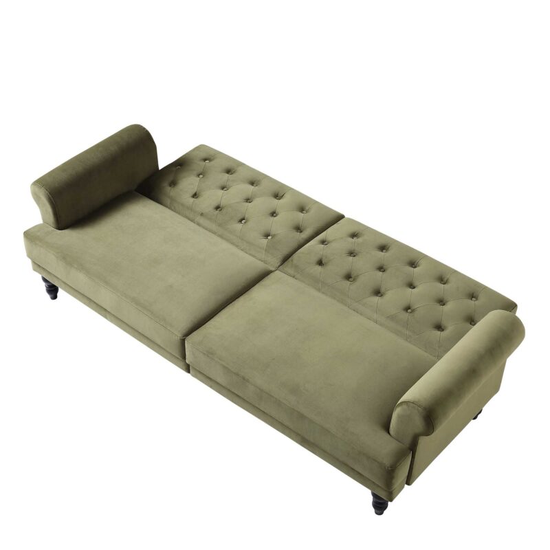 Hanney 3-Seater Chesterfield Sofabed in Moss Green Velvet - Image 9