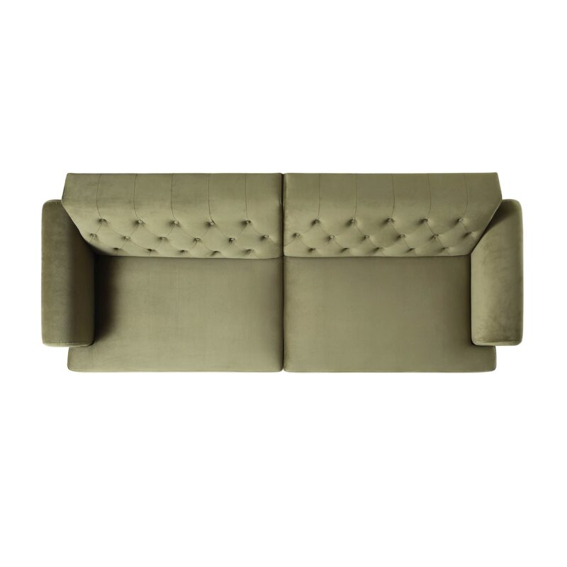 Hanney 3-Seater Chesterfield Sofabed in Moss Green Velvet - Image 10