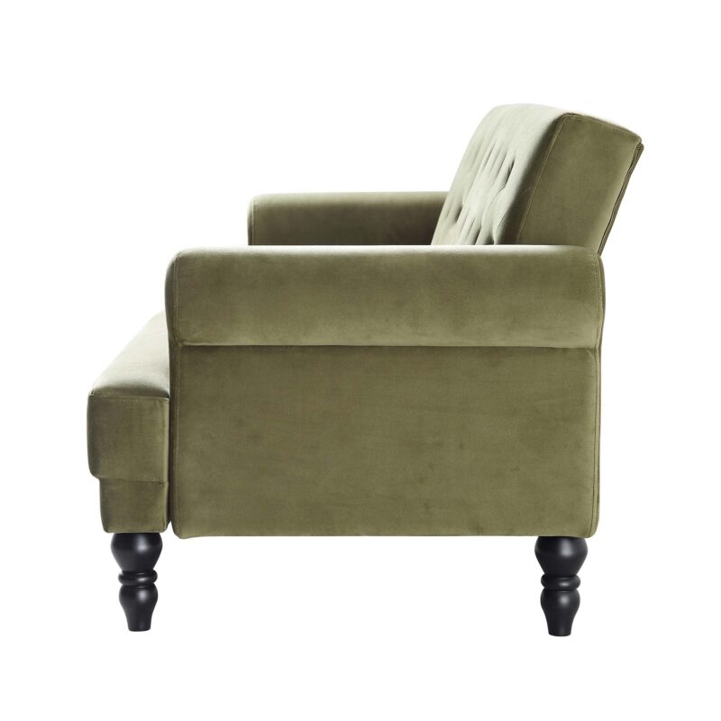 Hanney 3-Seater Chesterfield Sofabed in Moss Green Velvet - Image 11