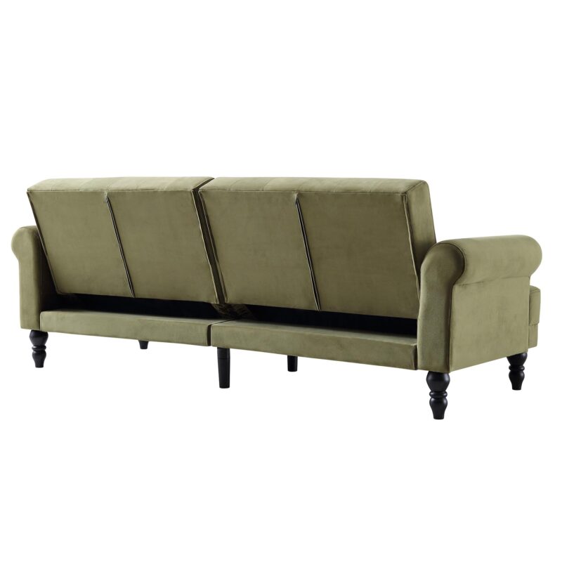 Hanney 3-Seater Chesterfield Sofabed in Moss Green Velvet - Image 12