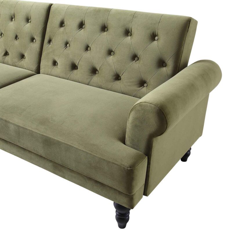 Hanney 3-Seater Chesterfield Sofabed in Moss Green Velvet - Image 14