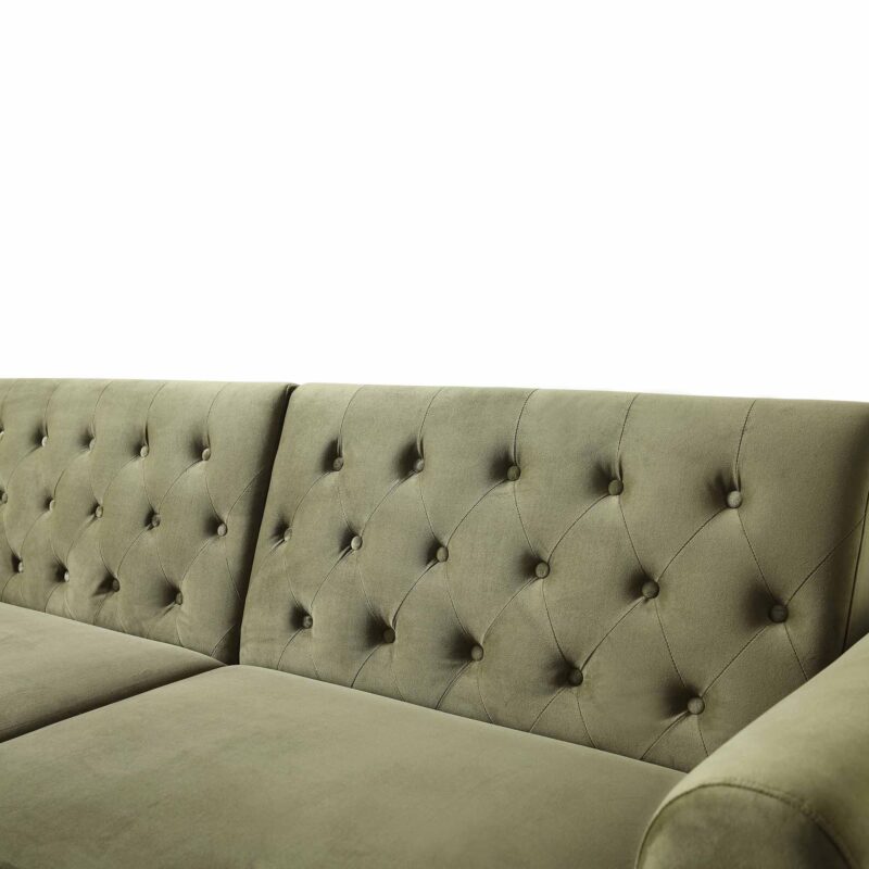 Hanney 3-Seater Chesterfield Sofabed in Moss Green Velvet - Image 15