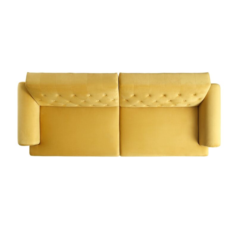 Hanney 3-Seater Chesterfield Sofabed in Mustard Yellow Velvet - Image 14