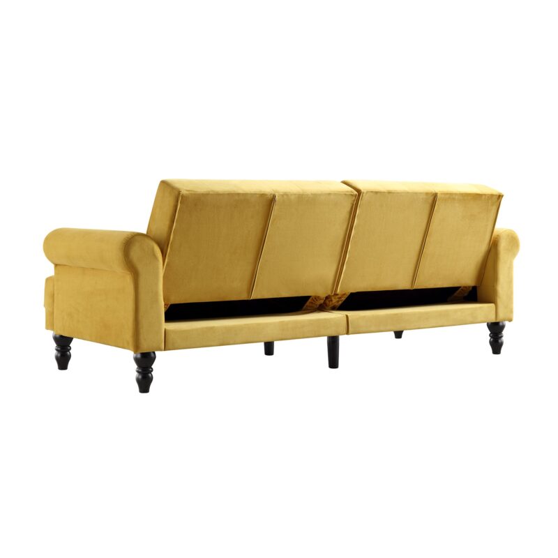 Hanney 3-Seater Chesterfield Sofabed in Mustard Yellow Velvet - Image 16
