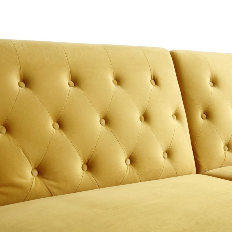 Hanney 3-Seater Chesterfield Sofabed in Mustard Yellow Velvet - Image 18
