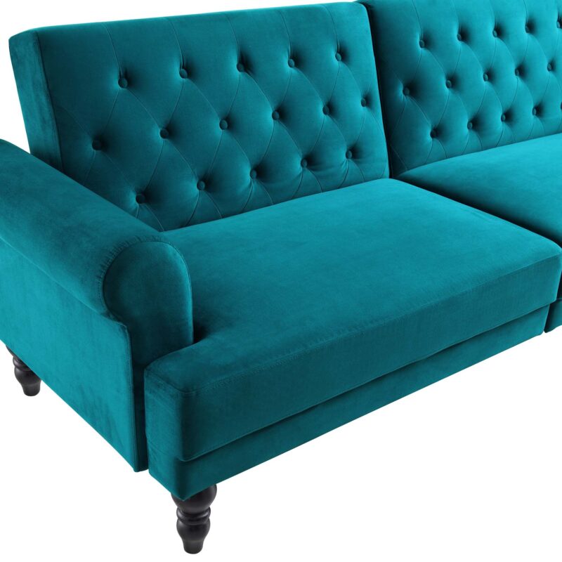 Hanney 3-Seater Chesterfield Sofabed in Teal Velvet - Image 14