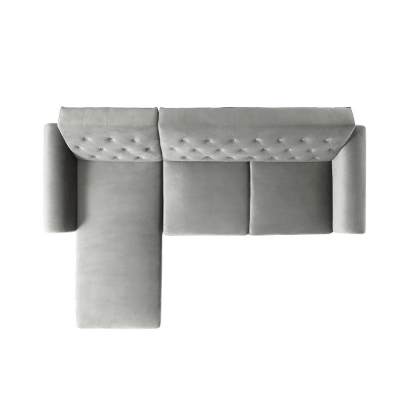 Hanney Chesterfield Chaise Sofabed in Grey Velvet - Image 11