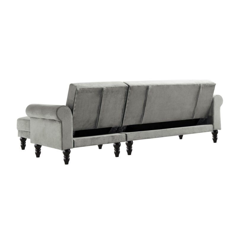 Hanney Chesterfield Chaise Sofabed in Grey Velvet - Image 13