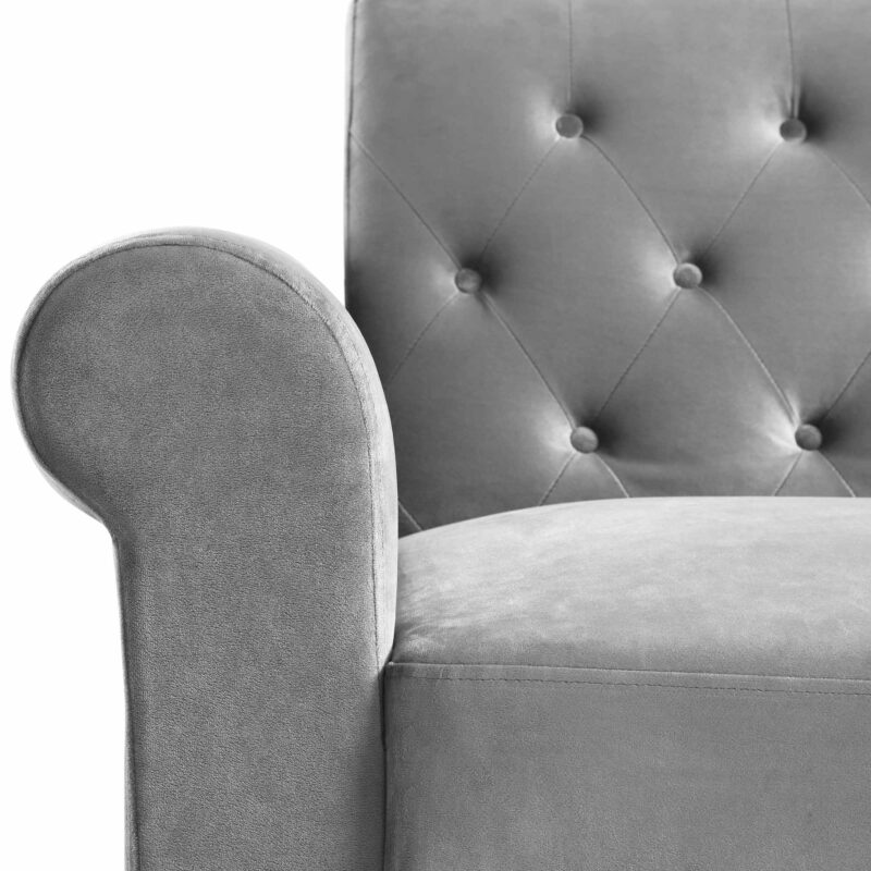 Hanney Chesterfield Chaise Sofabed in Grey Velvet - Image 16