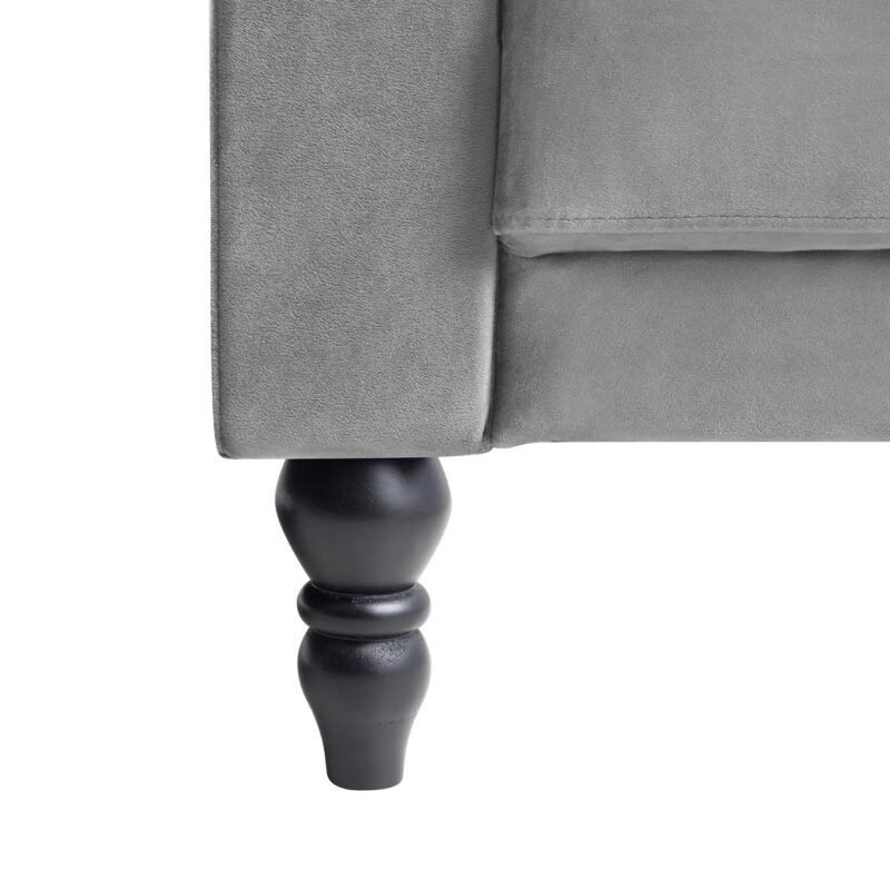Hanney Chesterfield Chaise Sofabed in Grey Velvet - Image 17
