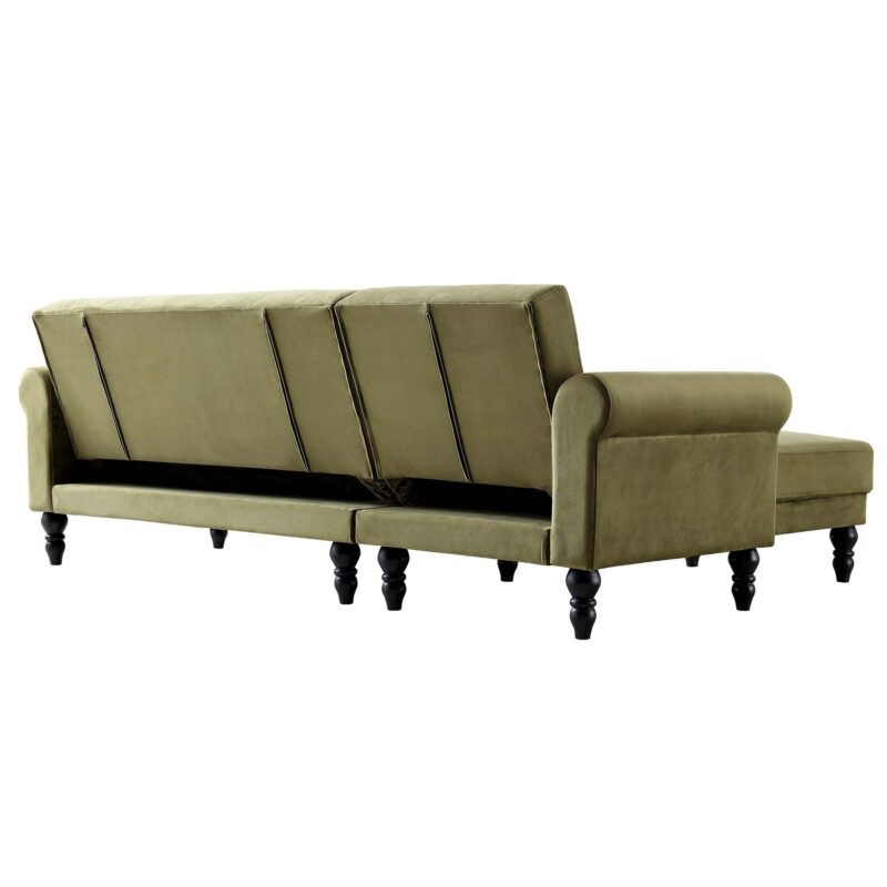 Hanney Chesterfield Chaise Sofabed in Moss Green Velvet - Image 13