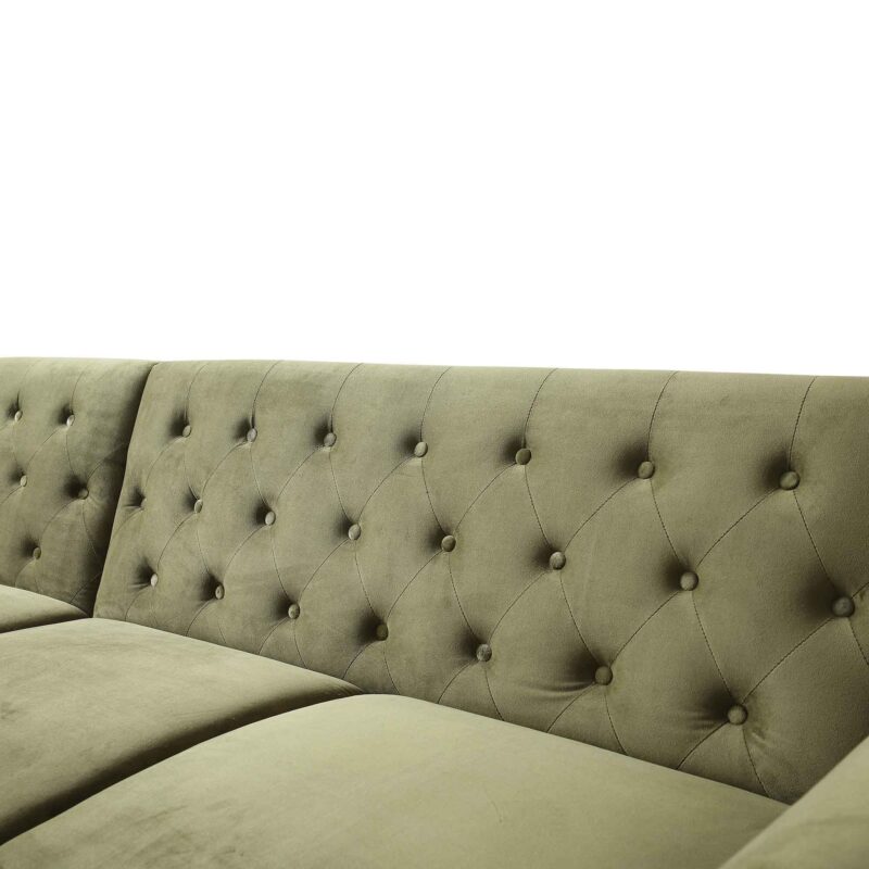 Hanney Chesterfield Chaise Sofabed in Moss Green Velvet - Image 15
