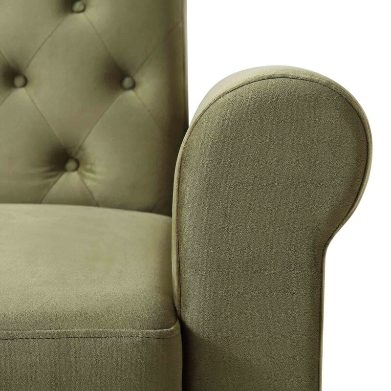 Hanney Chesterfield Chaise Sofabed in Moss Green Velvet - Image 16