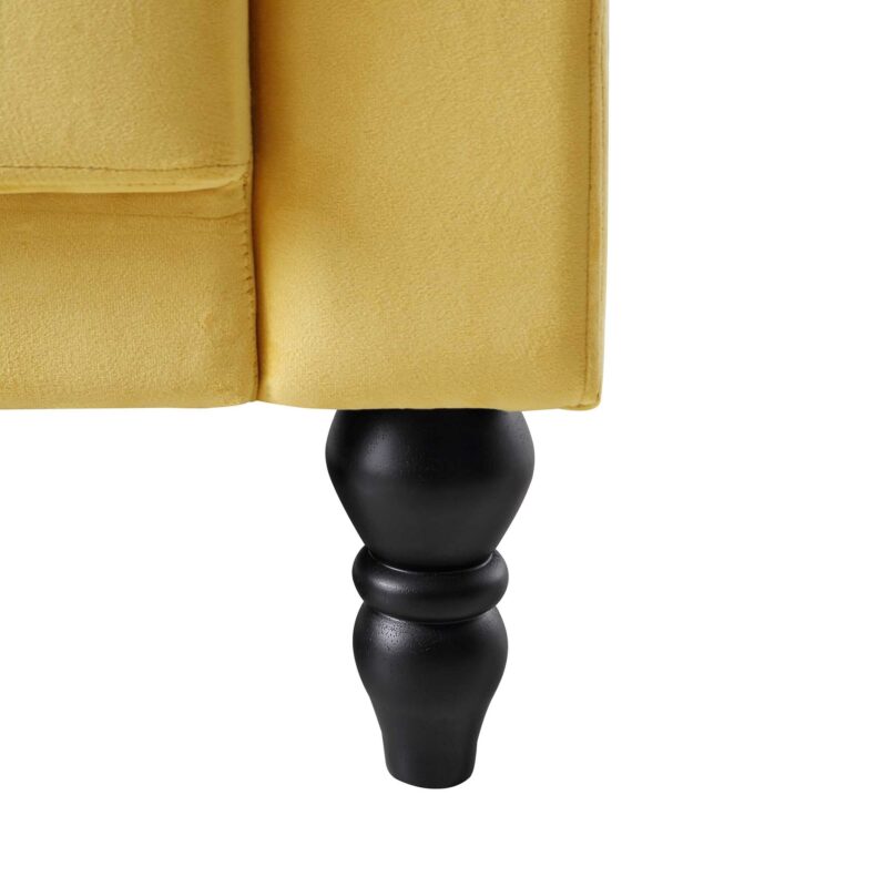 Hanney Chesterfield Chaise Sofabed in Mustard Yellow Velvet - Image 17