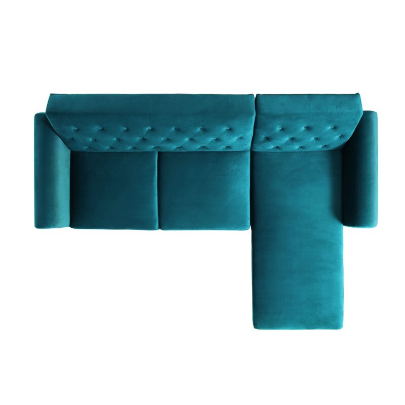 Hanney Chesterfield Chaise Sofabed in Teal Velvet - Image 11