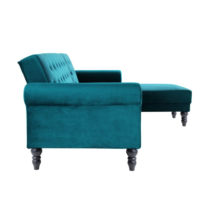 Hanney Chesterfield Chaise Sofabed in Teal Velvet - Image 12