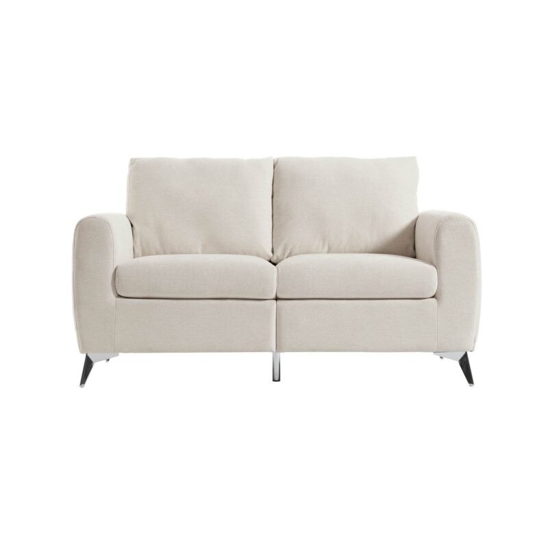 Noak 2-Seater Beige Woven Fabric Sofa with Chrome Legs - Image 4