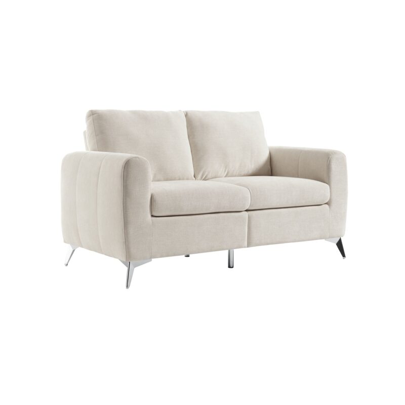 Noak 2-Seater Beige Woven Fabric Sofa with Chrome Legs - Image 5