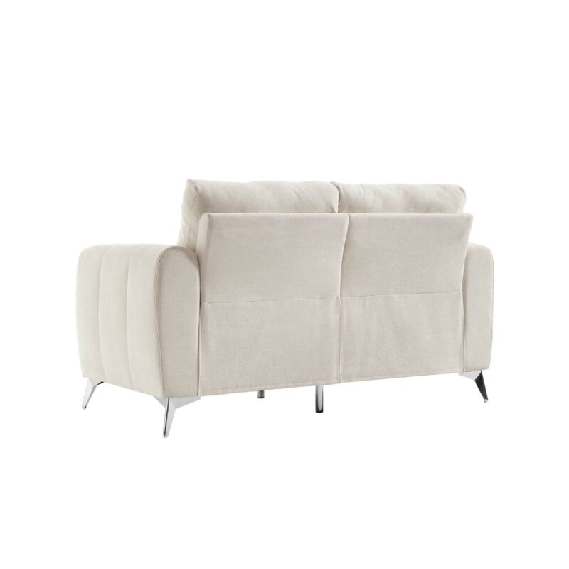 Noak 2-Seater Beige Woven Fabric Sofa with Chrome Legs - Image 7