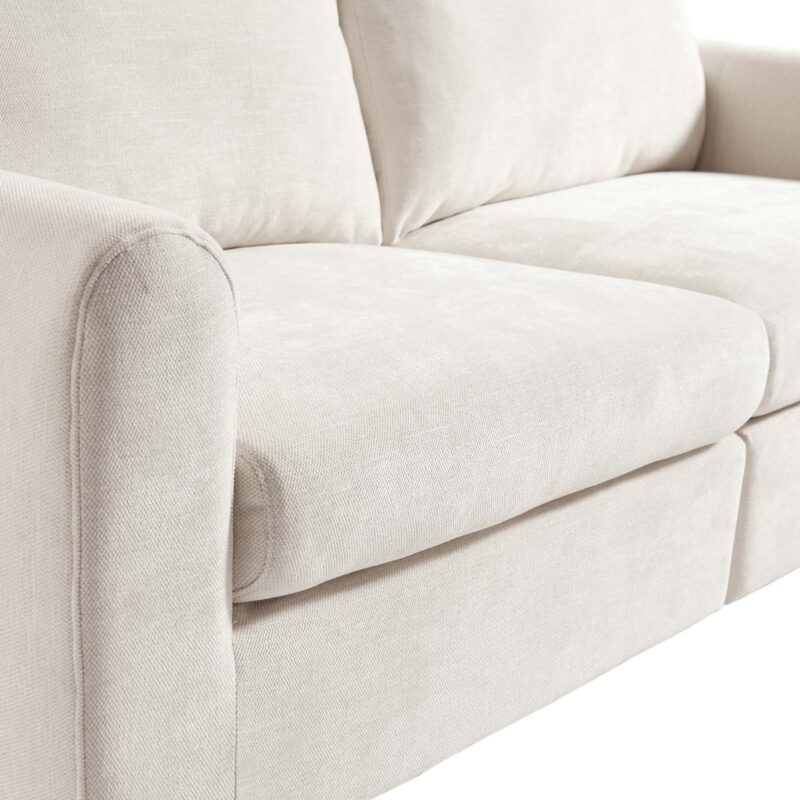 Noak 2-Seater Beige Woven Fabric Sofa with Chrome Legs - Image 12