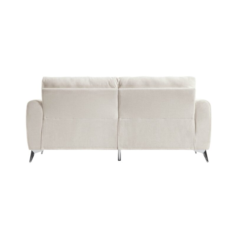Noak 3-Seater Beige Woven Fabric Sofa with Chrome Legs - Image 7