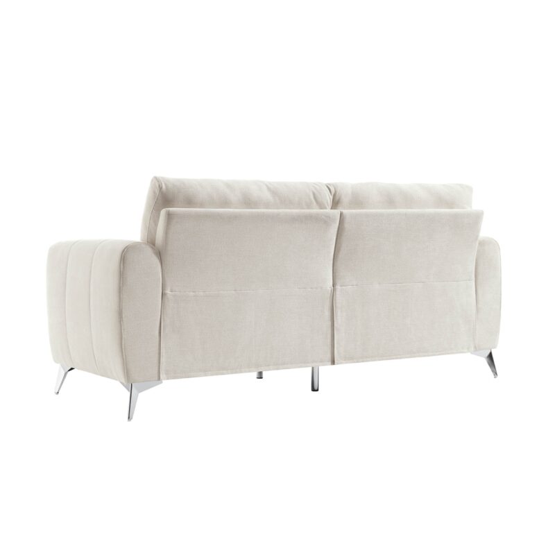Noak 3-Seater Beige Woven Fabric Sofa with Chrome Legs - Image 8