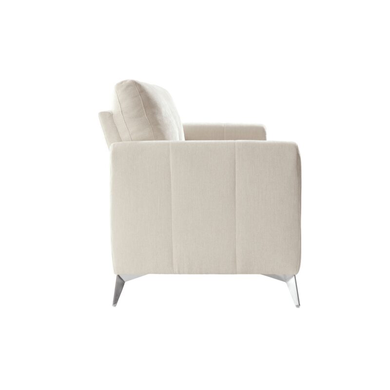 Noak 3-Seater Beige Woven Fabric Sofa with Chrome Legs - Image 9