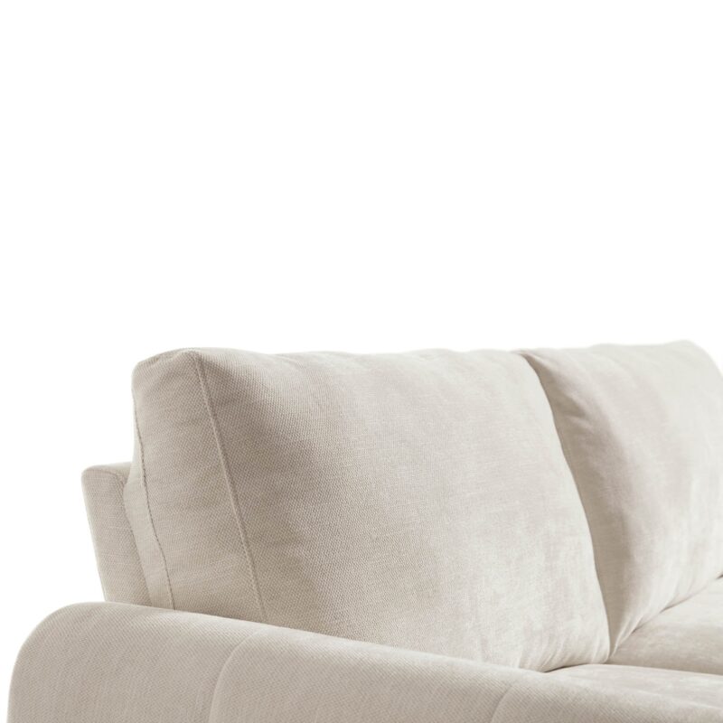 Noak 3-Seater Beige Woven Fabric Sofa with Chrome Legs - Image 11