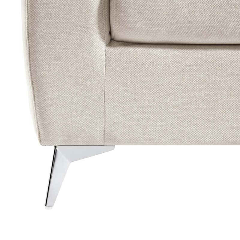 Noak 3-Seater Beige Woven Fabric Sofa with Chrome Legs - Image 12