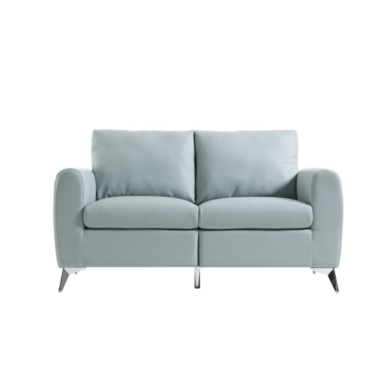 Noak 2-Seater Grey Faux Leather Sofa with Chrome Legs - Image 4