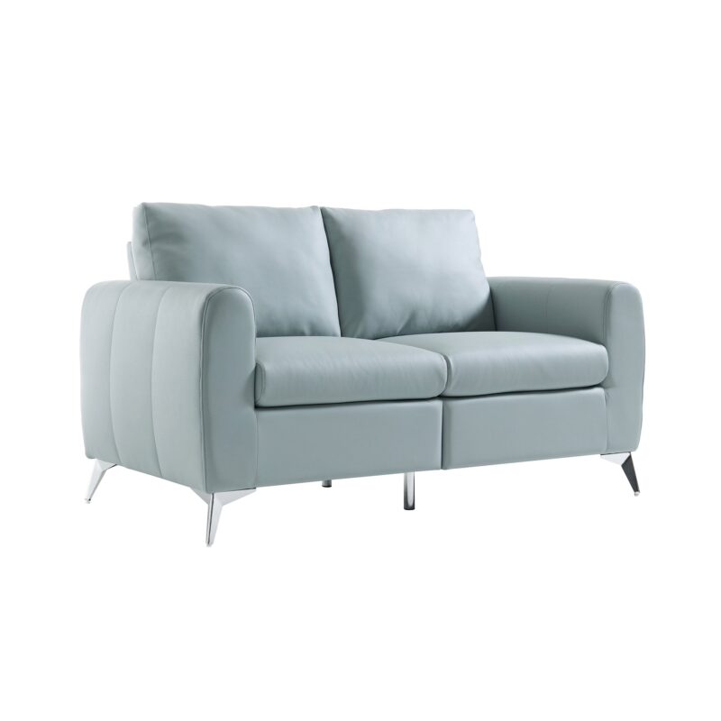Noak 2-Seater Grey Faux Leather Sofa with Chrome Legs - Image 5