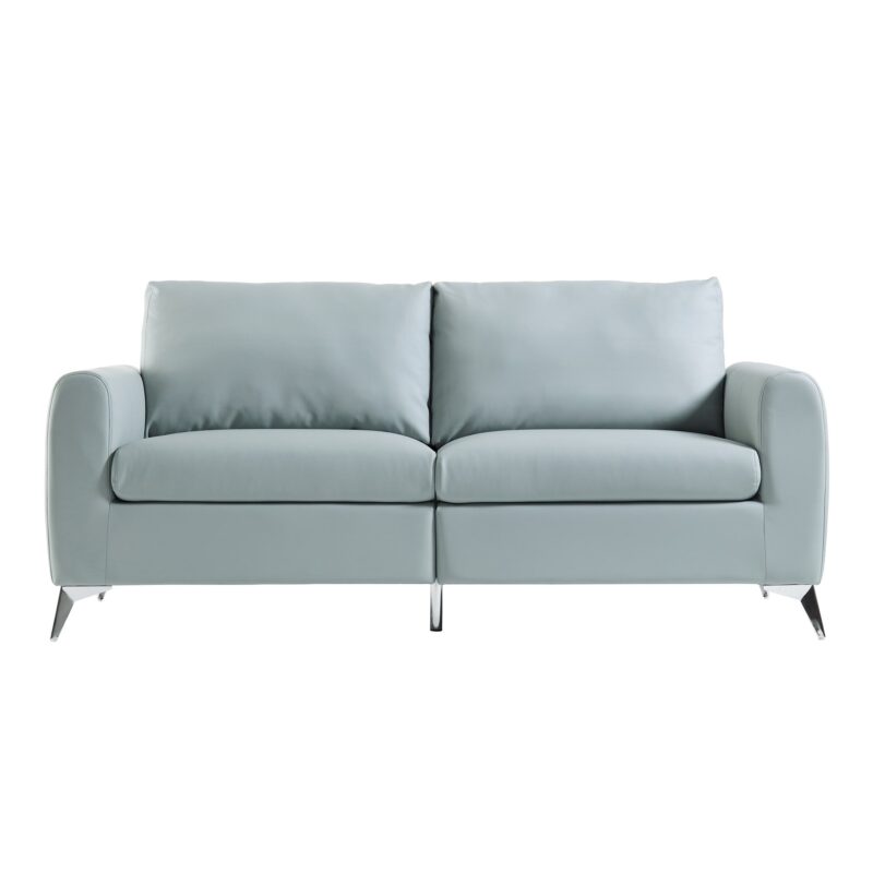 Noak 3-Seater Grey Faux Leather Sofa with Chrome Legs - Image 4