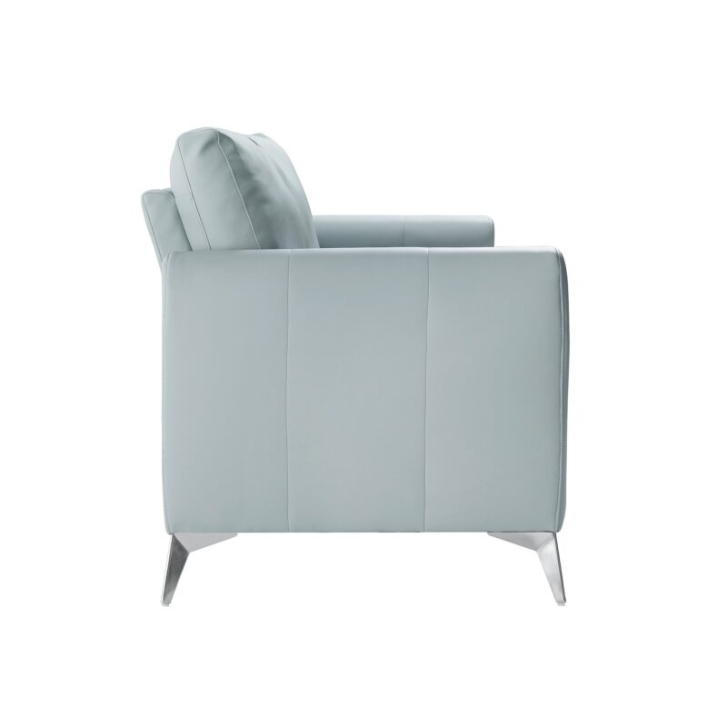Noak 3-Seater Grey Faux Leather Sofa with Chrome Legs - Image 7