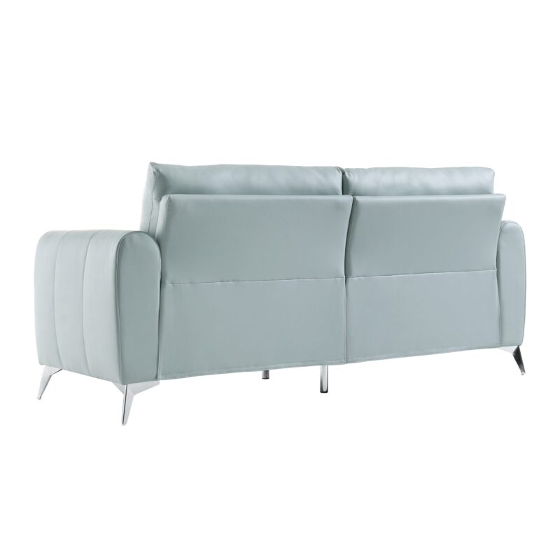Noak 3-Seater Grey Faux Leather Sofa with Chrome Legs - Image 8