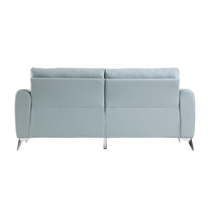 Noak 3-Seater Grey Faux Leather Sofa with Chrome Legs - Image 9