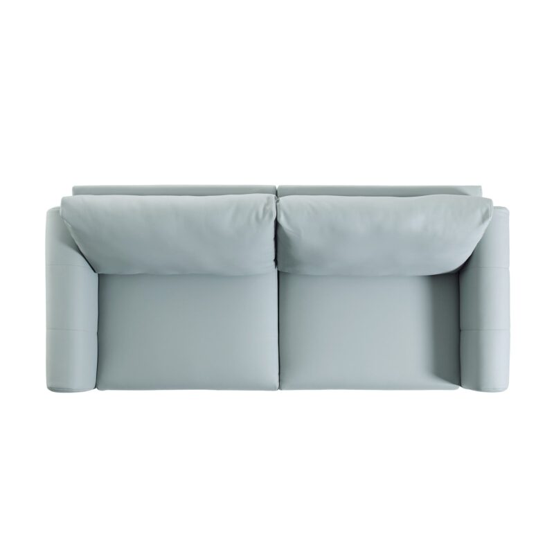 Noak 3-Seater Grey Faux Leather Sofa with Chrome Legs - Image 10