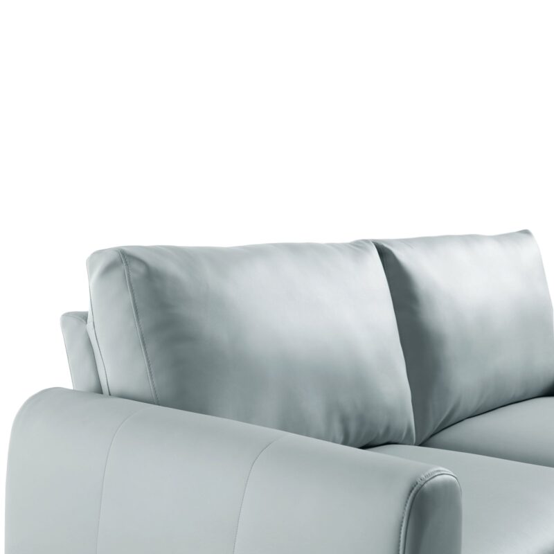 Noak 3-Seater Grey Faux Leather Sofa with Chrome Legs - Image 11