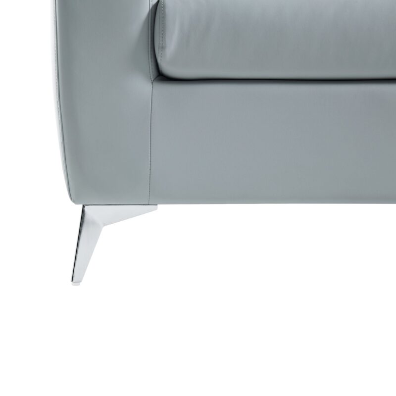 Noak 3-Seater Grey Faux Leather Sofa with Chrome Legs - Image 12