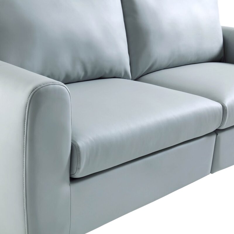 Noak 3-Seater Grey Faux Leather Sofa with Chrome Legs - Image 13